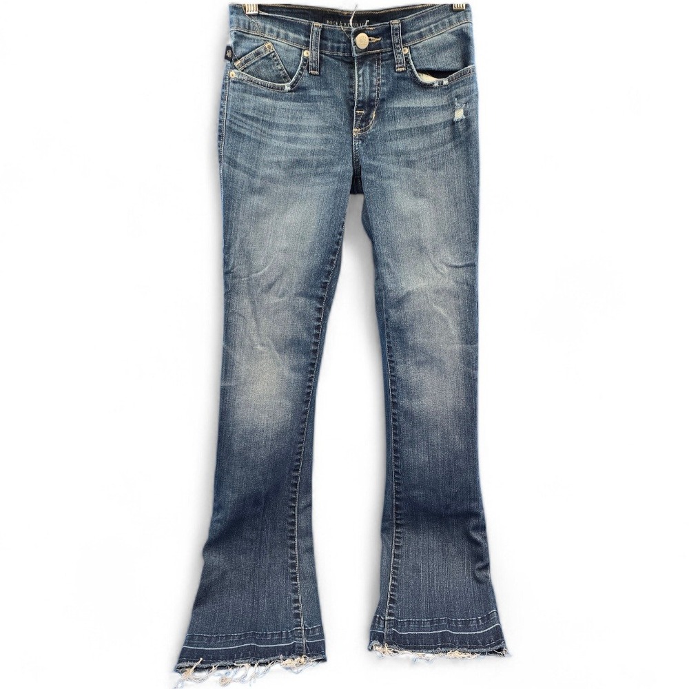 Rock & Republic Kasandra Bootcut Jeans Raw‎ Hem Y2K Medium Wash 2M